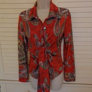 BOHO CHIC Pretty Red Paisley Top Sz M